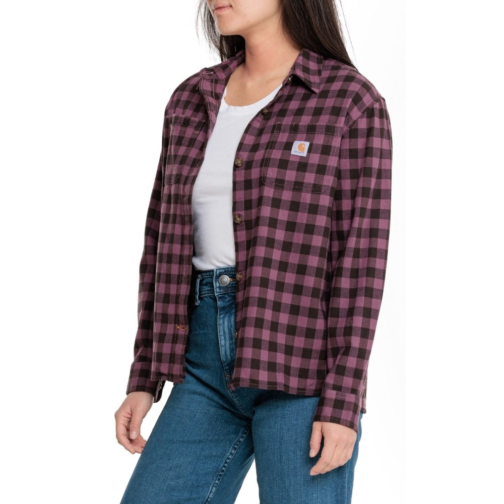 Carhartt Loose Fit Rugged Flex Button Shirt Plaid 104972 Purple Women's Size XXL
